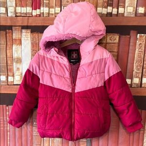Swiss Tech Toddler Girls Puffer Jacket Coat with Hood‎ Colorblock pink Lined 3T